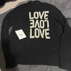 NWT spiritual Gangster black with Cream 'LOVE' Johnie mantra sweater $198 M